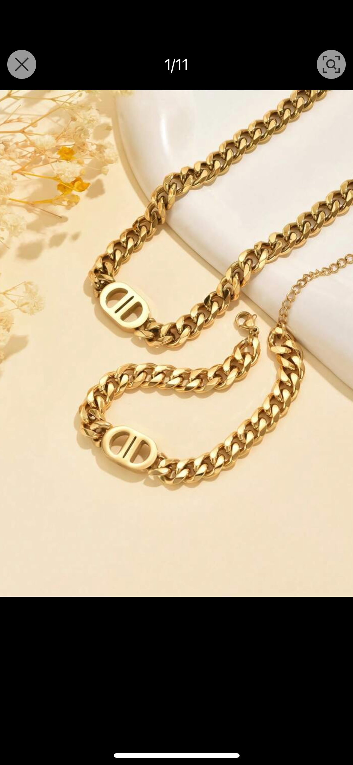 Gold Chain Link Necklace + Bracelet Set