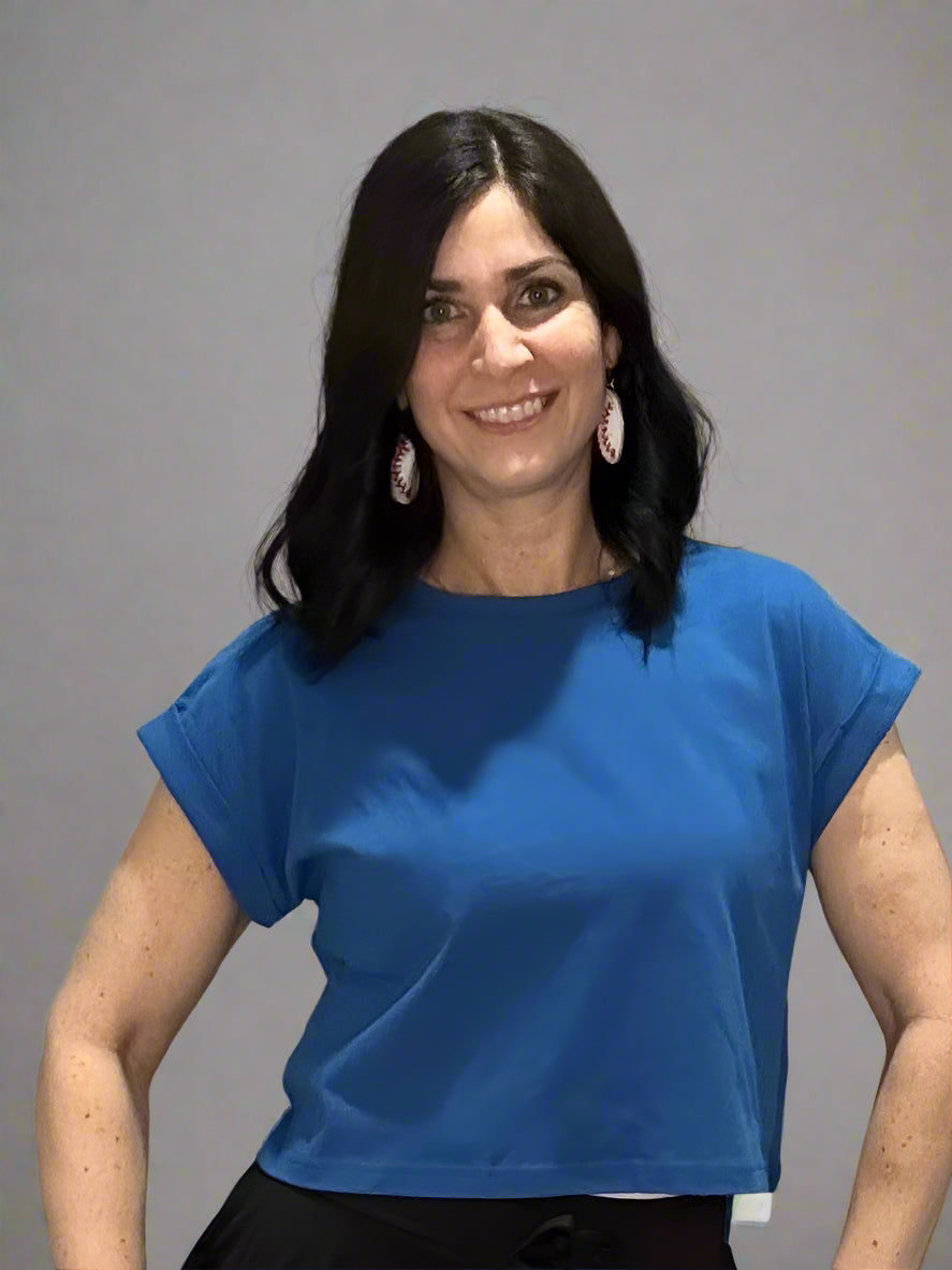 Folded sleeve top,cropped
