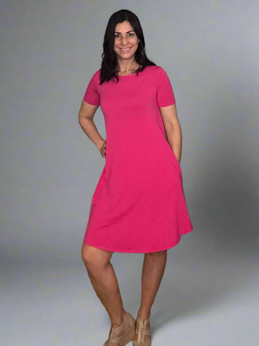 Short sleeve, A-line dress