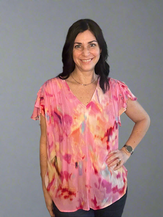 Liverpool shirred V-neck top