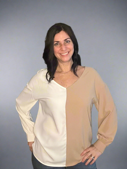 Color block long sleeve top