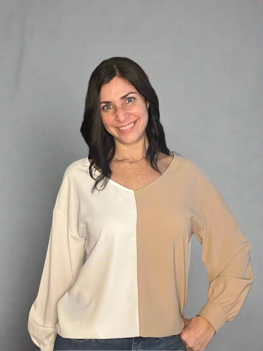 Color block long sleeve top