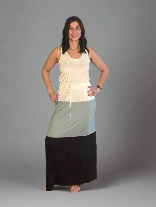 Color block maxi tank dress