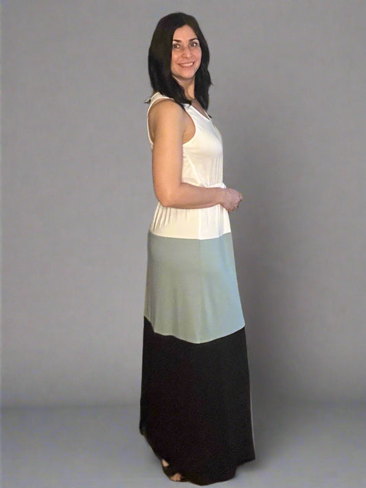 Color block maxi tank dress