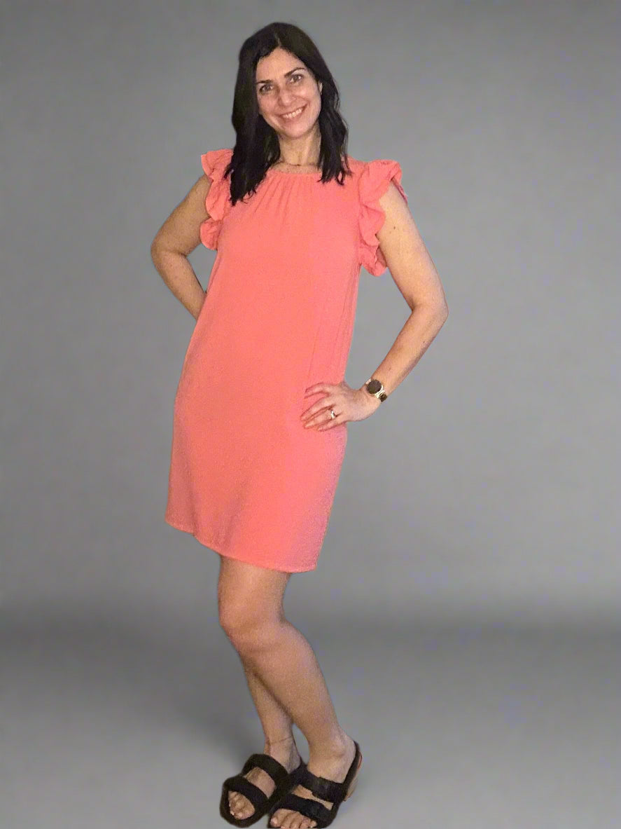 Airflow, ruffle sleeve mini dress