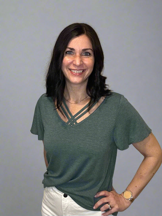 Crisscross V-neck T-shirt