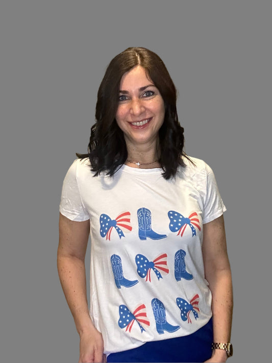 boots and bows patriotic T-shirt