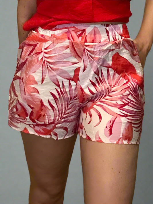 floral elastic waist shorts