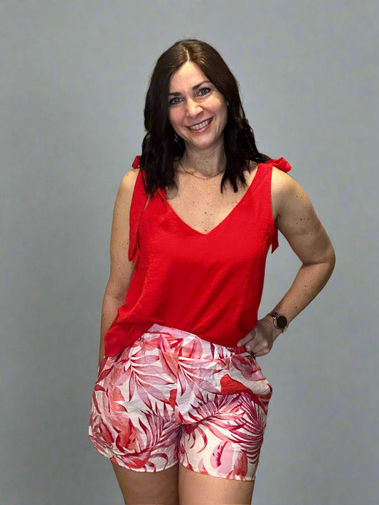 floral elastic waist shorts