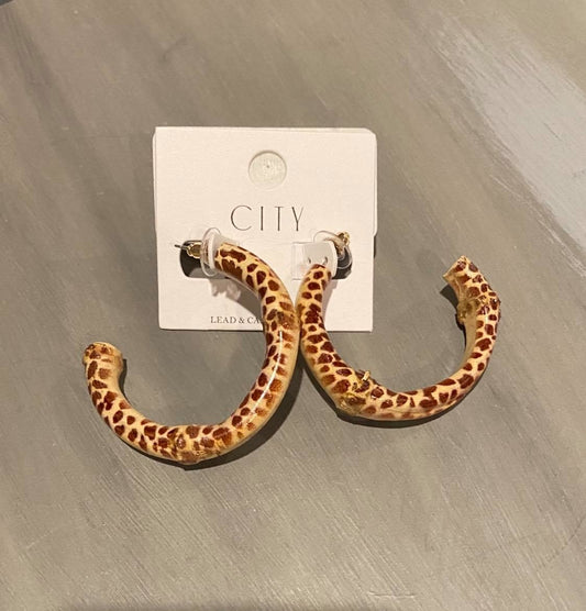 Animal print hoop earrings